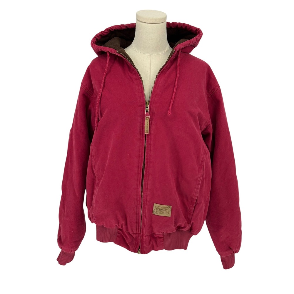 C.E. Schmidt Workwear Hooded Canvas Jacket Pink 100% Cotton XL